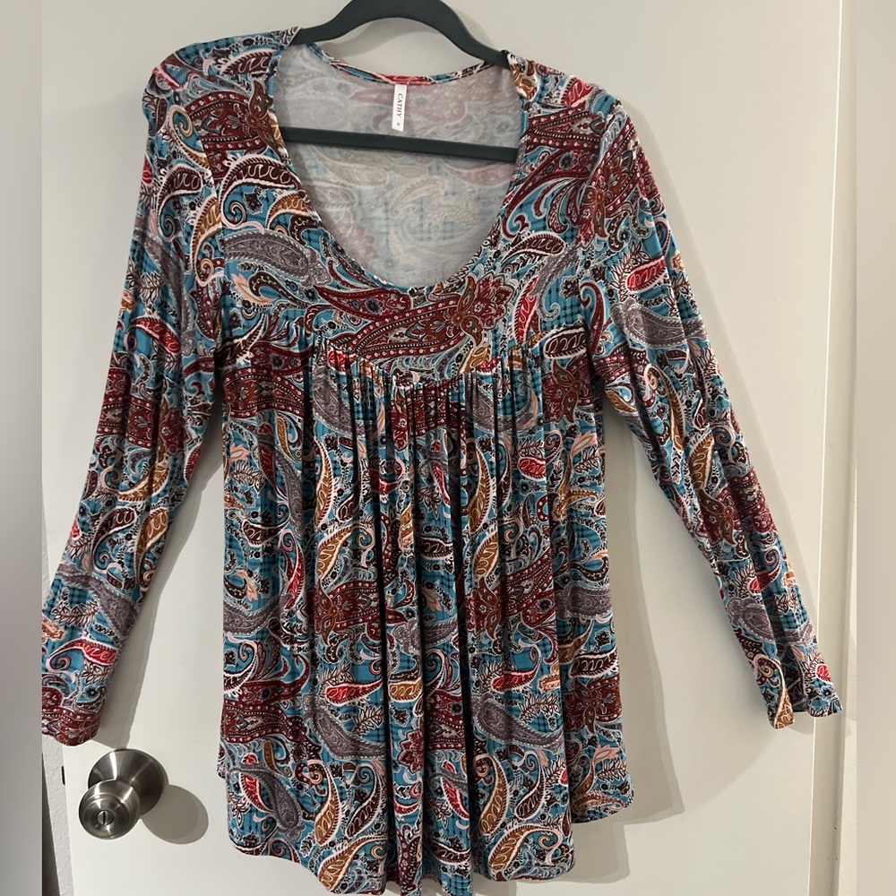 Cathy Fashion Multi Color Tunic Top